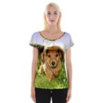 Puppy In Grass Cap Sleeve Top