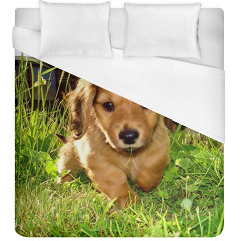 Puppy In Grass Duvet Cover (King Size) from ArtsNow.com