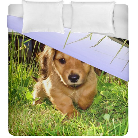 Puppy In Grass Duvet Cover Double Side (King Size) from ArtsNow.com
