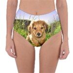 Puppy In Grass Reversible High-Waist Bikini Bottoms