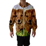 Puppy In Grass Kids  Hooded Windbreaker