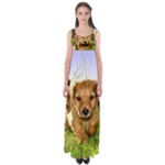 Puppy In Grass Empire Waist Maxi Dress