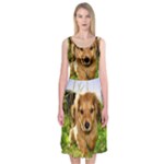 Puppy In Grass Midi Sleeveless Dress