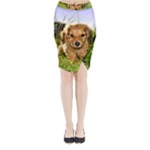 Puppy In Grass Midi Wrap Pencil Skirt