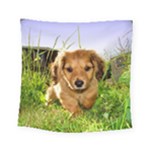 Puppy In Grass Square Tapestry (Small)