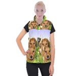 Puppy In Grass Women s Button Up Vest