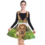 Puppy In Grass Plunge Pinafore Dress