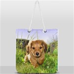 Puppy In Grass Full Print Rope Handle Tote (Large)