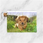 Puppy In Grass Canvas Cosmetic Bag (Medium)