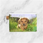 Puppy In Grass Canvas Cosmetic Bag (Small)