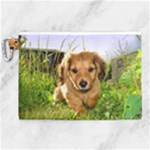 Puppy In Grass Canvas Cosmetic Bag (XL)