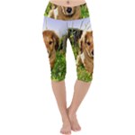 Puppy In Grass Lightweight Velour Cropped Yoga Leggings