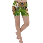 Puppy In Grass Lightweight Velour Yoga Shorts