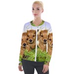 Puppy In Grass Velour Zip Up Jacket