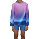 Purple Blue Wave Kids  Long Sleeve Swimwear