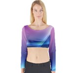 Purple Blue Wave Long Sleeve Crop Top