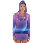 Purple Blue Wave Long Sleeve Hooded T-shirt