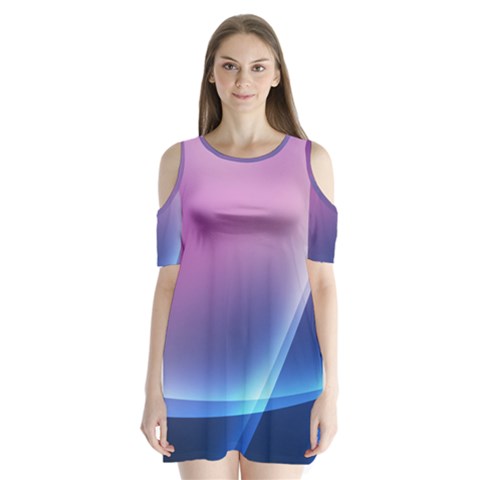Purple Blue Wave Shoulder Cutout Velvet One Piece from ArtsNow.com