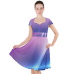 Purple Blue Wave Cap Sleeve Midi Dress