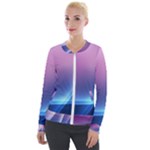 Purple Blue Wave Velour Zip Up Jacket