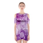 Purple Bubble Art Shoulder Cutout One Piece Dress