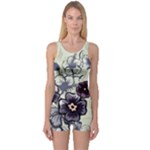 Purple Flower Art One Piece Boyleg Swimsuit