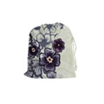 Purple Flower Art Drawstring Pouch (Medium)