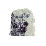 Purple Flower Art Drawstring Pouch (Large)