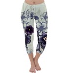 Purple Flower Art Capri Winter Leggings 