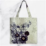 Purple Flower Art Zipper Grocery Tote Bag