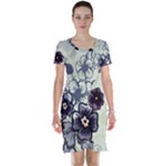 Purple Flower Art Short Sleeve Nightdress