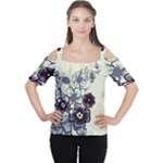 Purple Flower Art Cutout Shoulder Tee