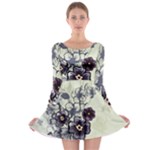 Purple Flower Art Long Sleeve Skater Dress