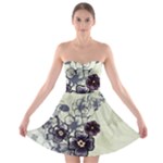 Purple Flower Art Strapless Bra Top Dress