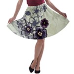 Purple Flower Art A-line Skater Skirt