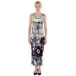 Purple Flower Art Fitted Maxi Dress