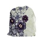 Purple Flower Art Drawstring Pouch (XL)