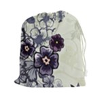 Purple Flower Art Drawstring Pouch (XXL)