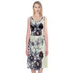 Purple Flower Art Midi Sleeveless Dress