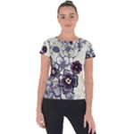 Purple Flower Art Short Sleeve Sports Top 