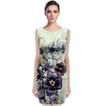 Purple Flower Art Sleeveless Velvet Midi Dress