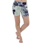 Purple Flower Art Lightweight Velour Yoga Shorts