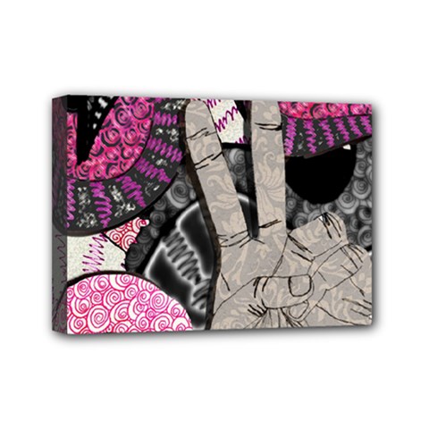 Peace Hand Art Mini Canvas 7  x 5  (Stretched) from ArtsNow.com