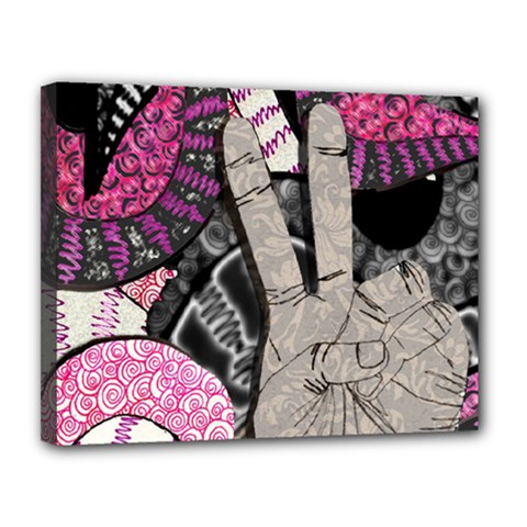 Peace Hand Art Canvas 14  x 11  (Stretched) from ArtsNow.com