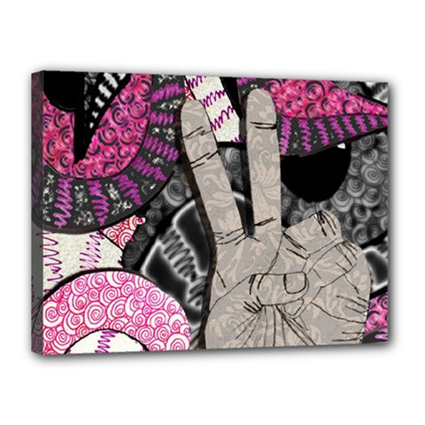 Peace Hand Art Canvas 16  x 12  (Stretched) from ArtsNow.com