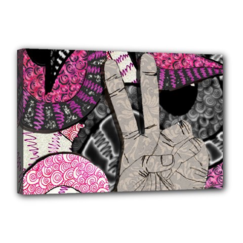 Peace Hand Art Canvas 18  x 12  (Stretched) from ArtsNow.com