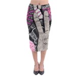 Peace Hand Art Midi Pencil Skirt