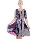 Peace Hand Art Quarter Sleeve A-Line Dress