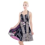 Peace Hand Art Halter Party Swing Dress 