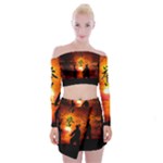 Ninja Sunset Off Shoulder Top with Mini Skirt Set